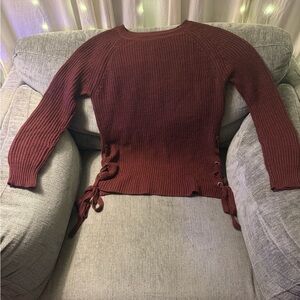 Ambiance Maroon Sweater with Side Ties